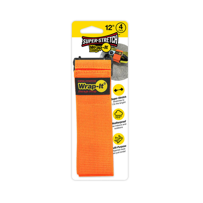 Wrap It 12-inch Super-Stretch Storage Straps - 4 Pack Blaze Orange /  / 4PK