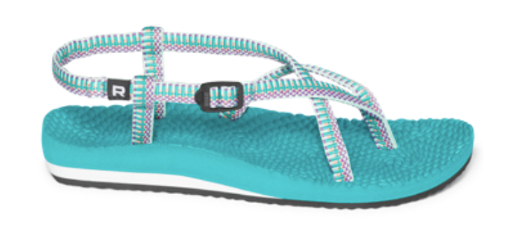 Rafters Women's Caribbean Skinny Flip Puzzle Sandal Teal Multi