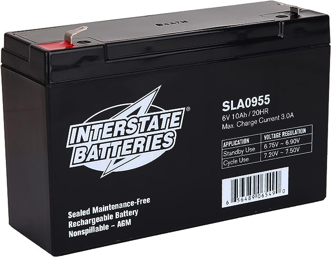 Interstate Batteries 6v 10ah Power Patrol Sealed Lead Acid Rechargeable Agm Battery