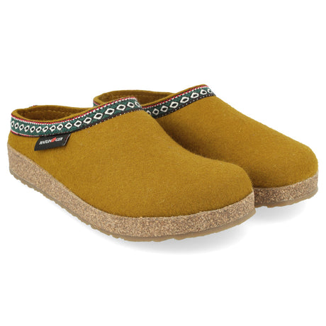 Haflinger Grizzly Classic Wool Felt Clog Slipper - Mustard Mustard