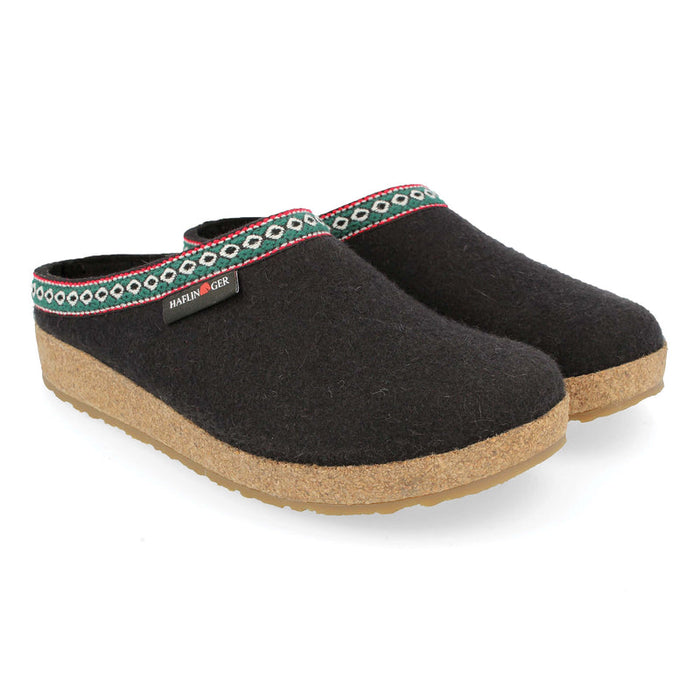 Haflinger Grizzly Classic Wool Felt Clog Slipper - Black Black