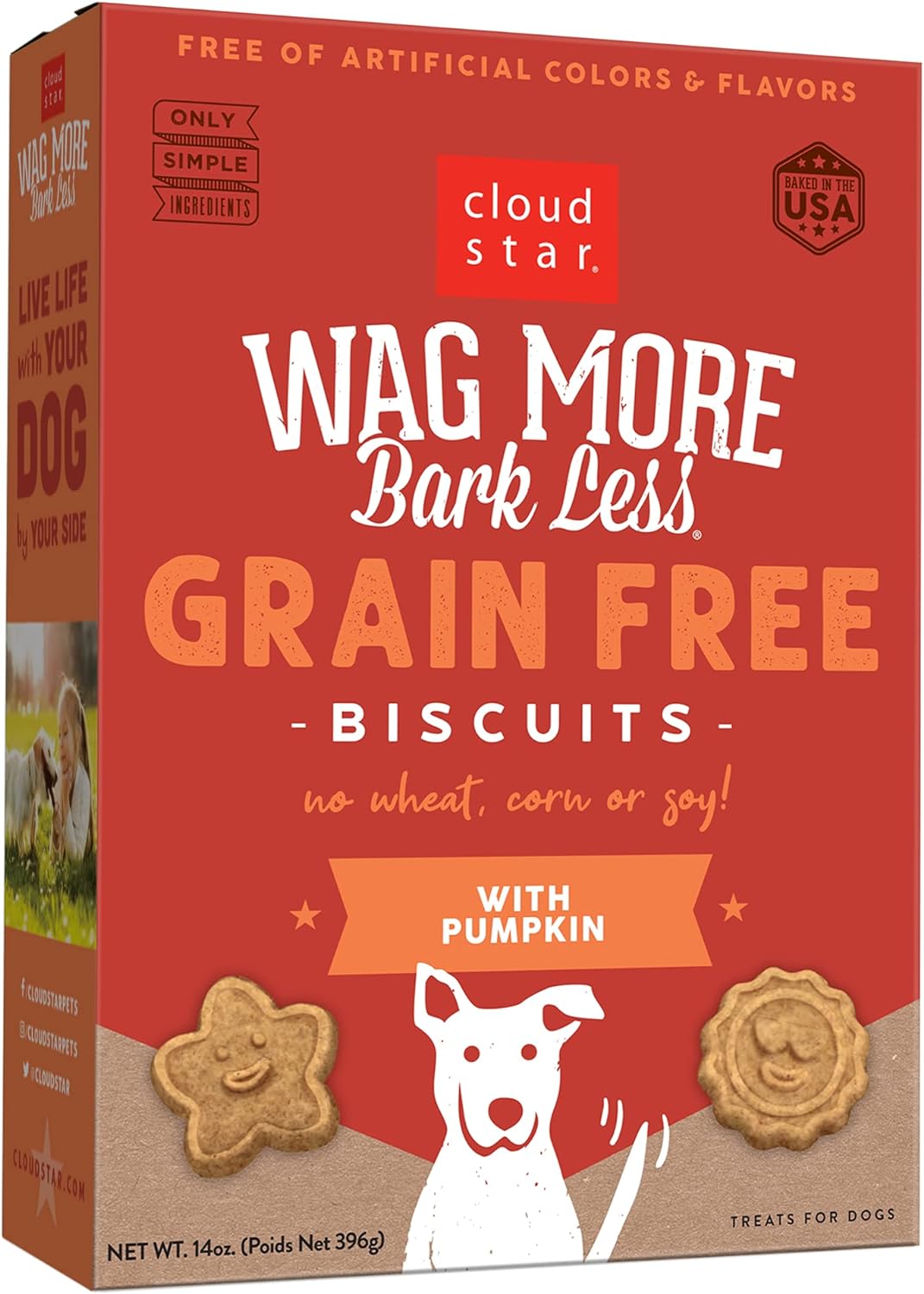 Cloudstar Wag More Bark Less Grain Free Oven Baked Dog Biscuits (Pumpkin) - 14oz / Pumpkin