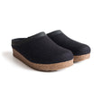 Haflinger Grizzly Leather Trim Wool Felt Clog Slipper - Black Black