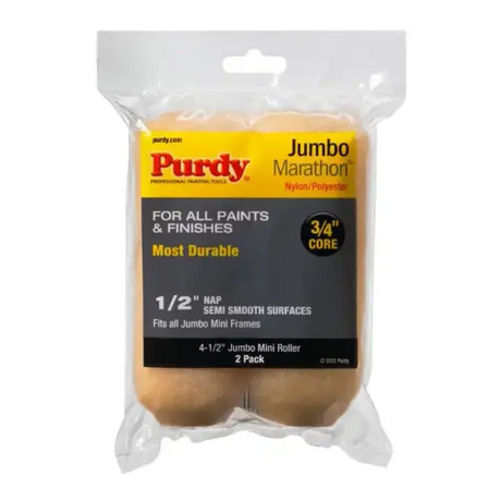 Purdy Marathon Jumbo Mini Roller Cover 4-1/2 x 1/2 in. - 2 Pack 4-1/2 in. / 1/2 in. / 1-1/2 in.