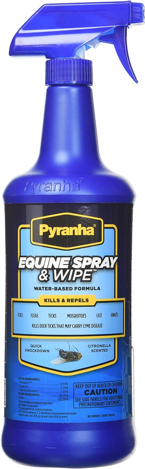 Pyranha Equine Spray & Wipe Insect Repellent - (15oz, 32oz & 1 Gal) / Citronella