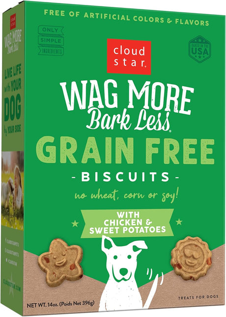 Cloudstar Wag More Bark Less Grain Free Oven Baked Dog Biscuits (Chicken & Sweet Potatoes) - 14oz / Chicken & Sweet Potatoes