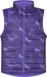 Kerrits Equestrian Apparel Kids Pony Tracks Reversible Quilted Vest - Huckleberry Huckleberry Run Free / Iris