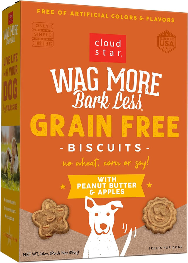 Cloudstar Wag More Bark Less Grain Free Oven Baked Dog Biscuits (Peanut Butter & Apples) - 14oz / Peanut Butter & Apples