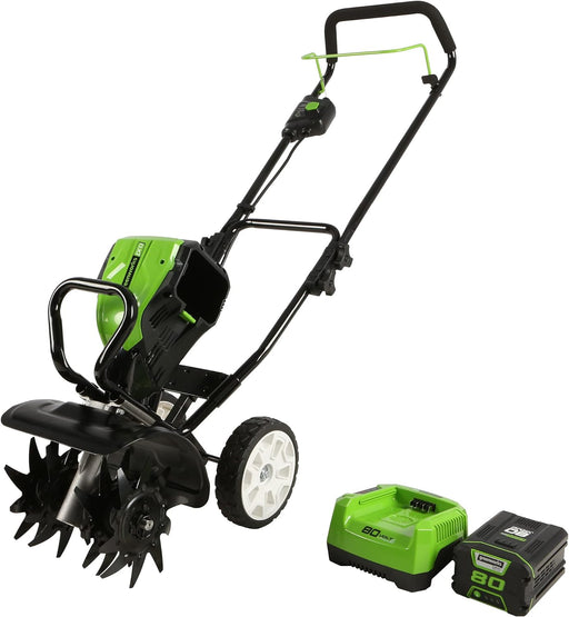 Greenworks 80V 10-inch Cordless Battery Cultivator / Tiller with Battery and Charger