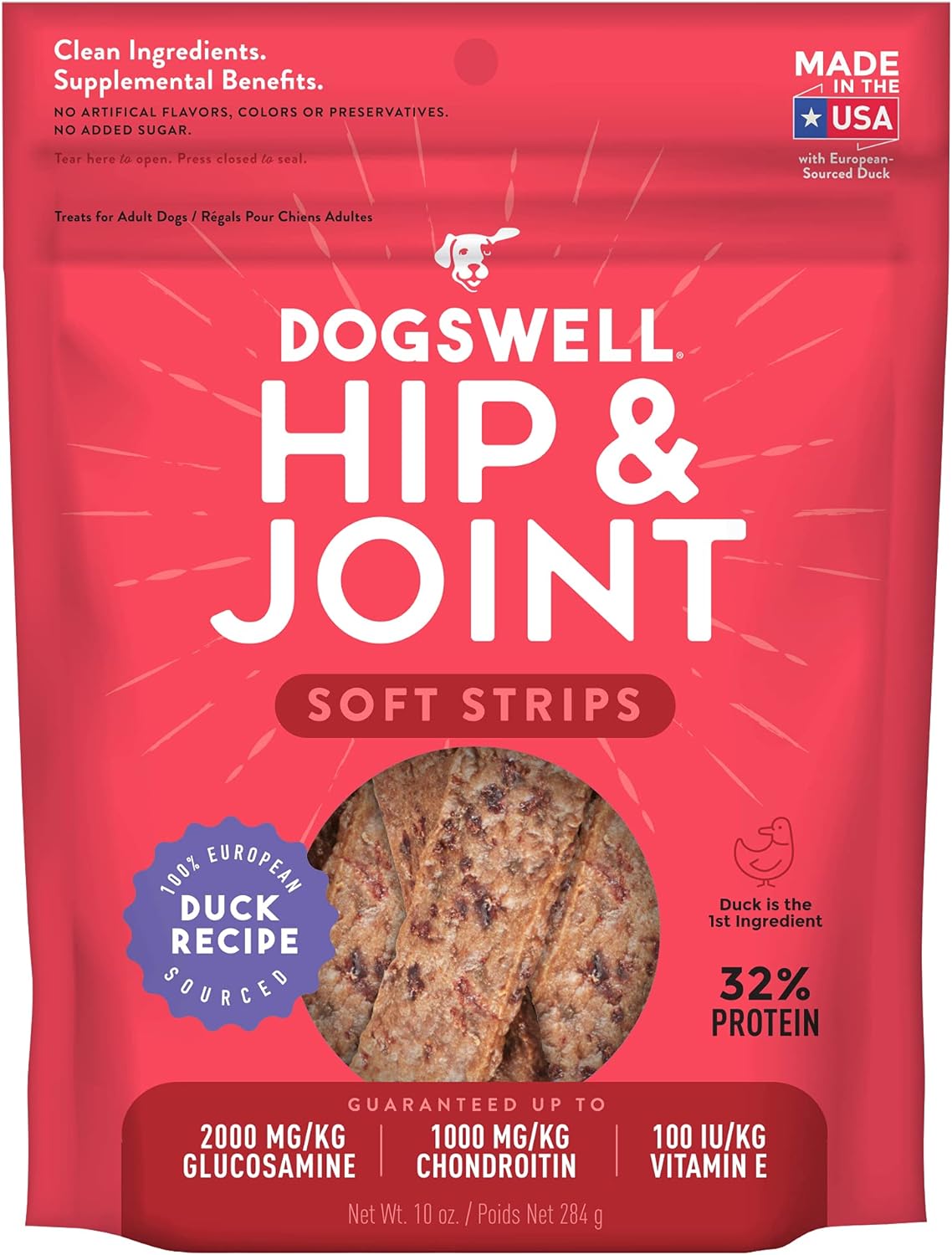 Dogswell Hip & Joint Soft Strips Dog Treats (Duck Recipe) - 10oz / Duck