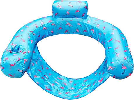 Swimline Flamingo Fabric Covered U-seat Blue/flamingo