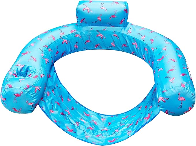 Swimline Flamingo Fabric Covered U-seat Blue/flamingo