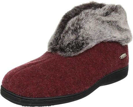 Acorn Women's Faux Fur Chinchilla Bootie Slipper with Indoor/Outdoor Sole Crackleberry