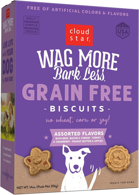 Cloudstar Wag More Bark Less Grain Free Oven Baked Dog Biscuits (Assorted) - 14oz & 2.5lbs / Assorted