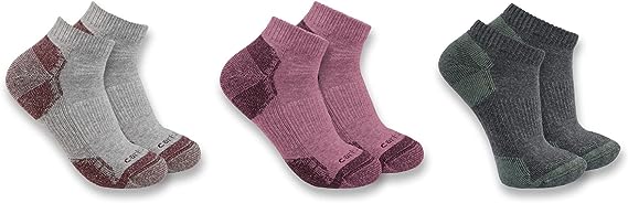 Carhartt Women's Midweight Cotton Blend Low Cut 3 Pack Socks Assortment 2