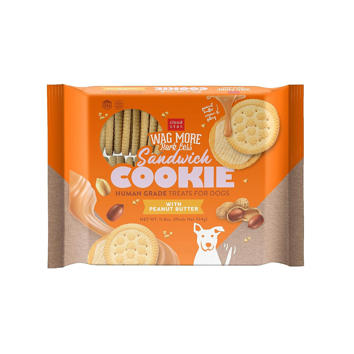 Cloudstar Wag More Bark Less Human Grade Sandwich Cookies (Peanut Butter) / Peanut Butter