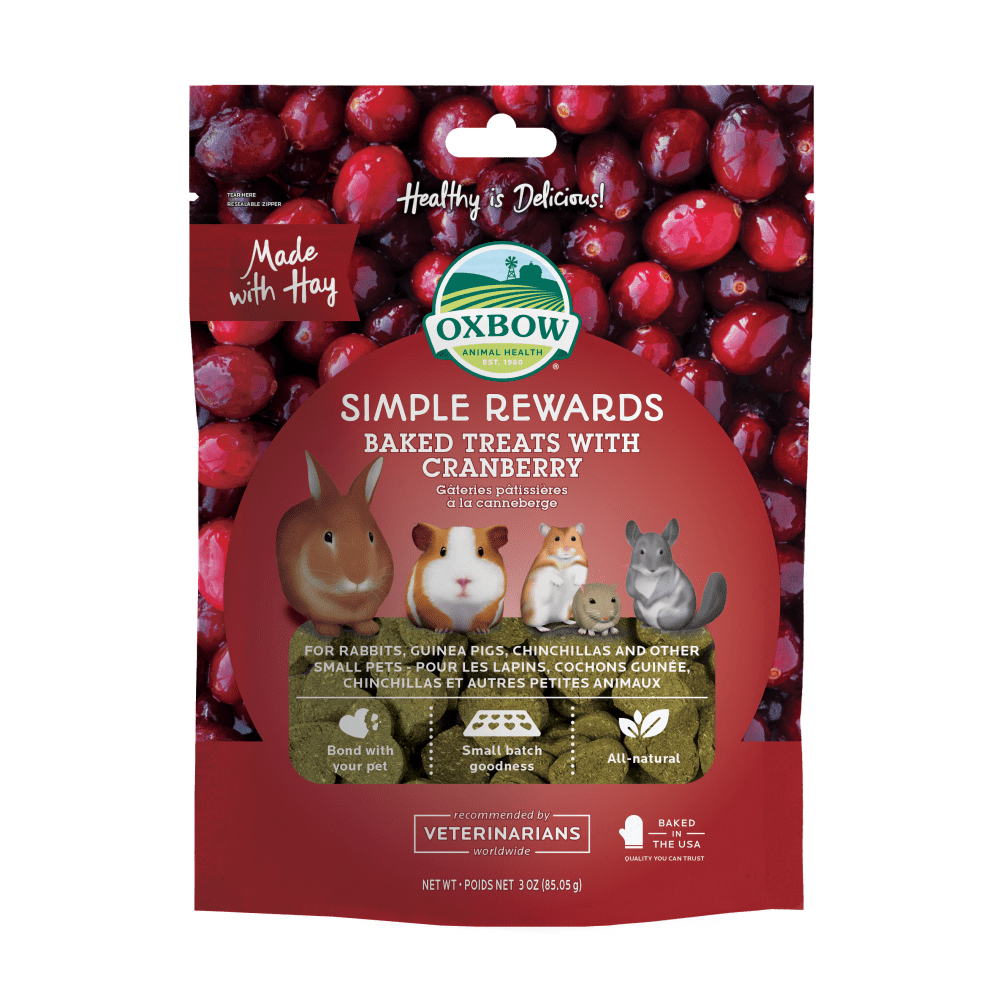 Oxbow Animal Health Simple Rewards Baked Treats with Cranberry - 3oz. Cranberry