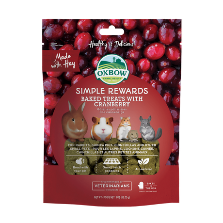 Oxbow Animal Health Simple Rewards Baked Treats with Cranberry - 3oz. Cranberry