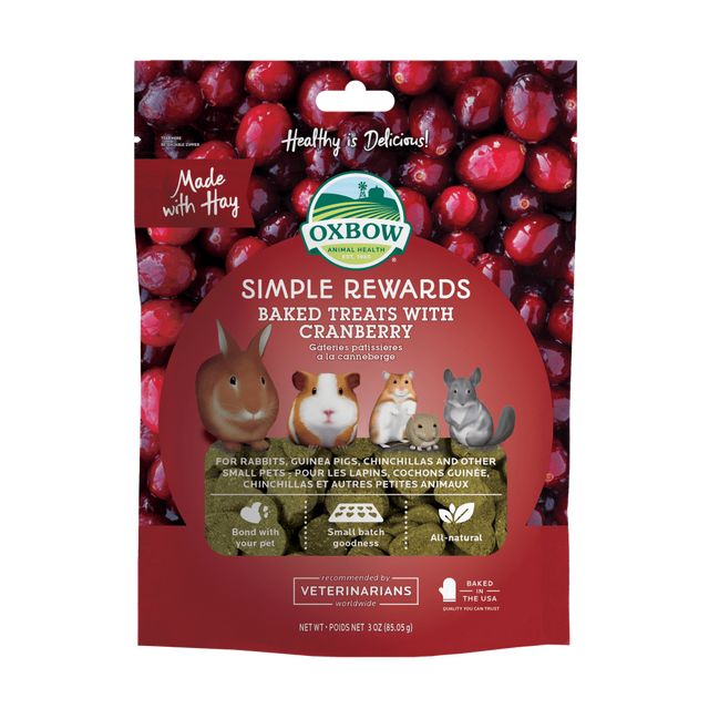 Oxbow Animal Health Simple Rewards Baked Treats with Cranberry - 3oz. Cranberry