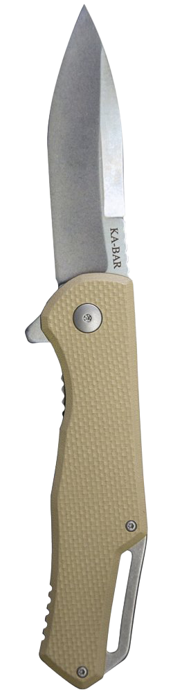 KA-BAR Jarosz Spear Point Flipper Knife Tan/aus8a stainless