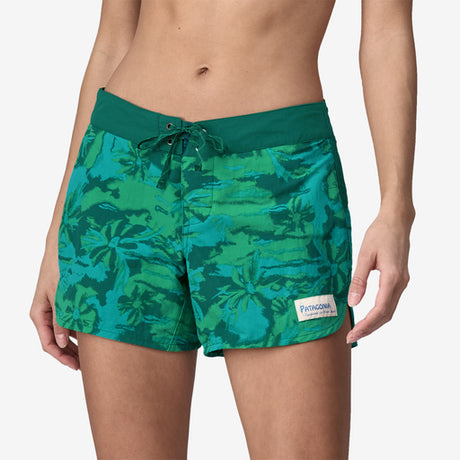 Patagonia Women's Wavefarer Boardshorts - 5" Cliffs and Waves: Conifer Green