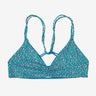 Patagonia Women's Reversible Seaglass Bay Bikini Top Sea Texture: Subtidal Blue