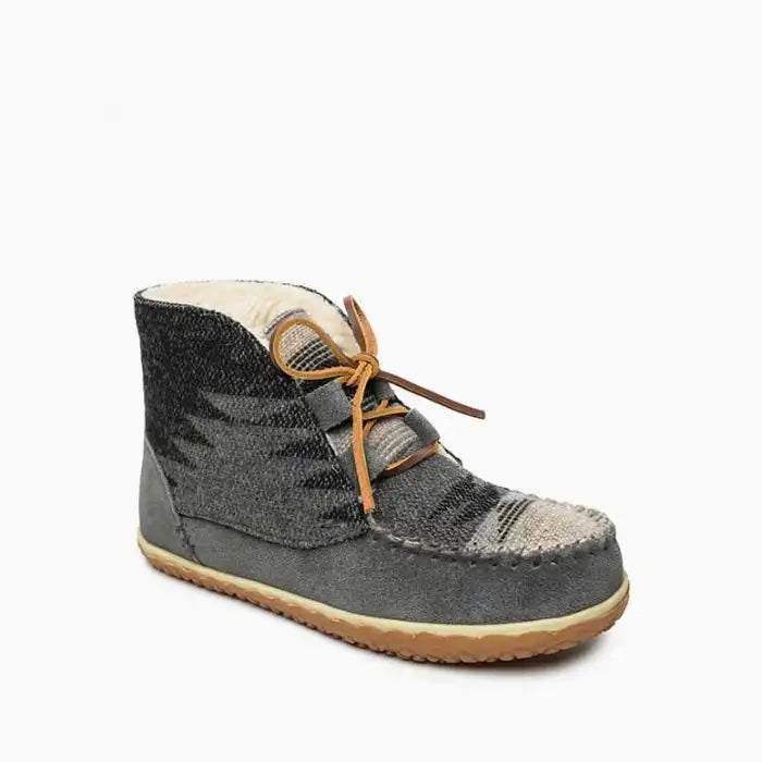 Minnetonka Women's Torrey Lace-Up Moccasin Booties Grey