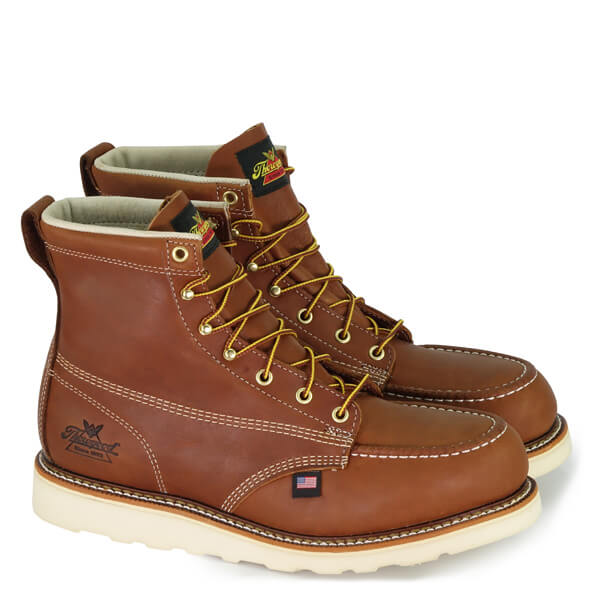 Thorogood Men's American Heritage - 6" Tobacco Safety Toe - Moc Toe Maxwear Wedge Boot Tobacco