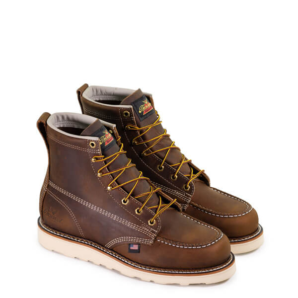 Thorogood Men's American Heritage - 6" Trail Crazy Horse Moc Toe - Maxwear Wedge Boot Crazy Horse