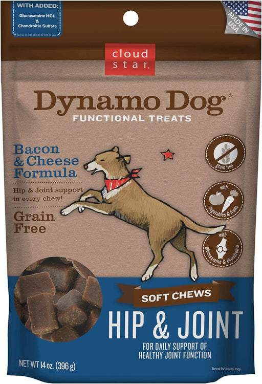 Cloudstar Dynamo Dog Hip & Joint Functional Soft Chews Dog Treats (Bacon & Cheese) - 14oz / Bacon & Cheese