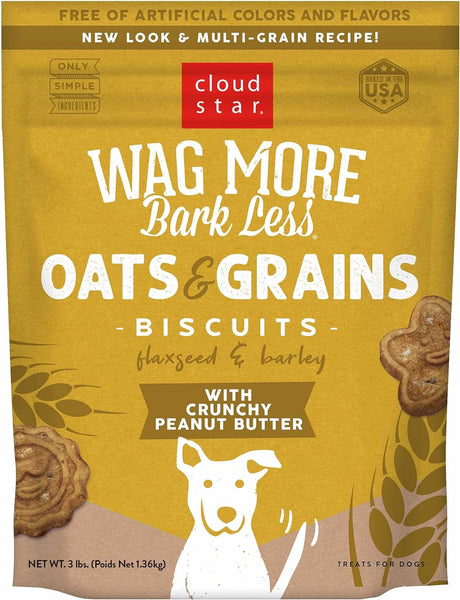 Cloudstar Wag More Bark Less Oven Baked Dog Biscuits (Crunchy Peanut Butter) - 3lbs / Peanut Butter