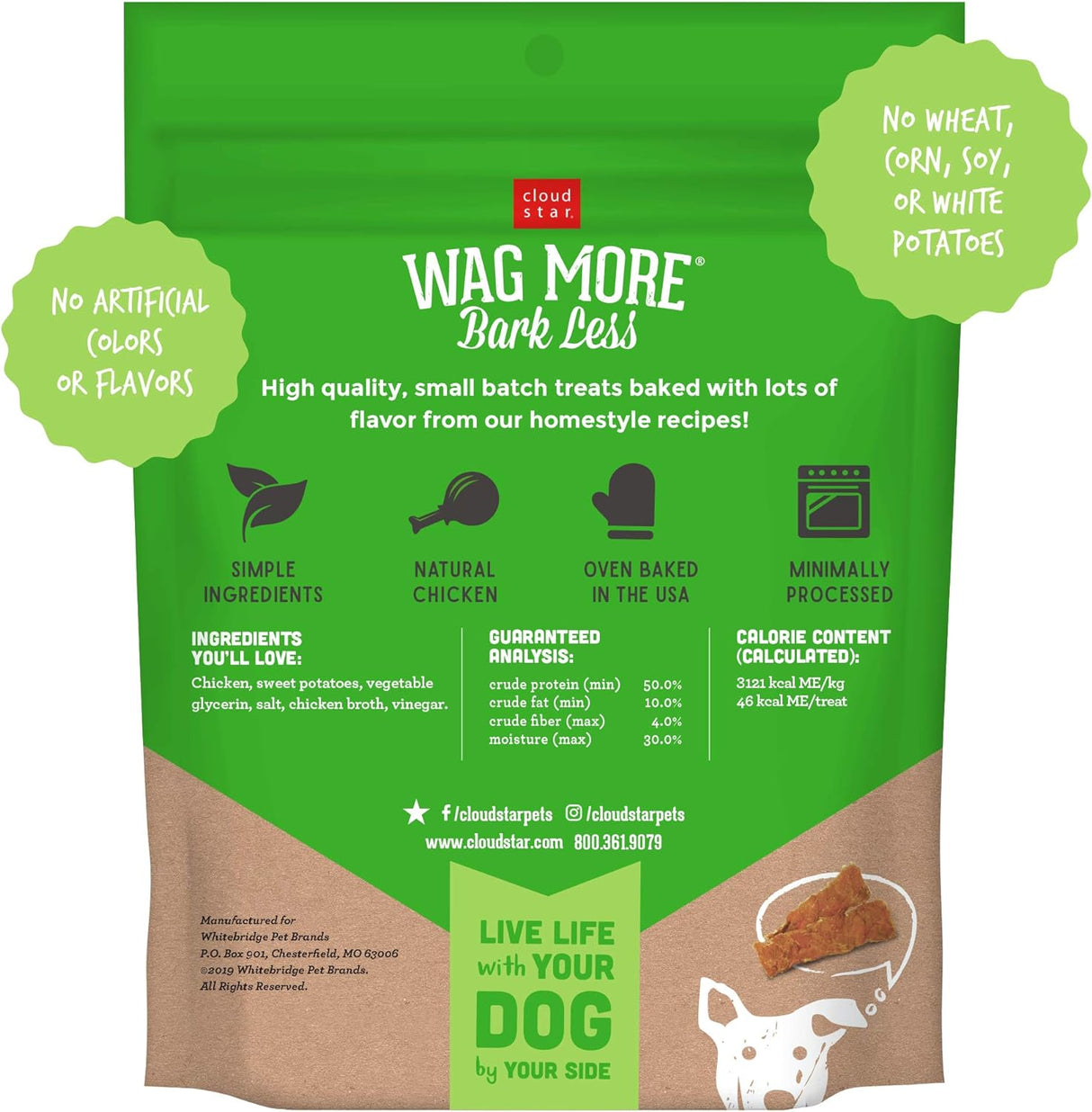 Cloudstar Wag More Bark Less Grain Free Chicken & Sweet Potato Jerky Dog Treats - 10oz