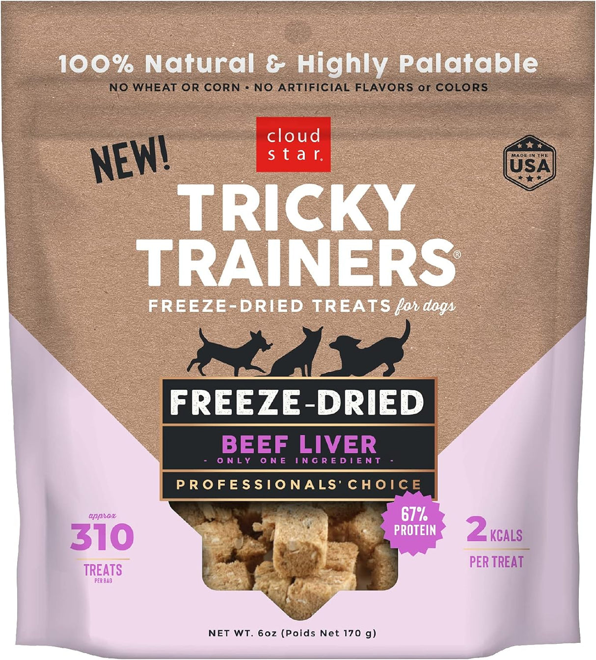 Cloudstar Tricky Trainers Freeze-Dried Dog Treats with Beef Liver - 3oz & 6oz / Beef Liver