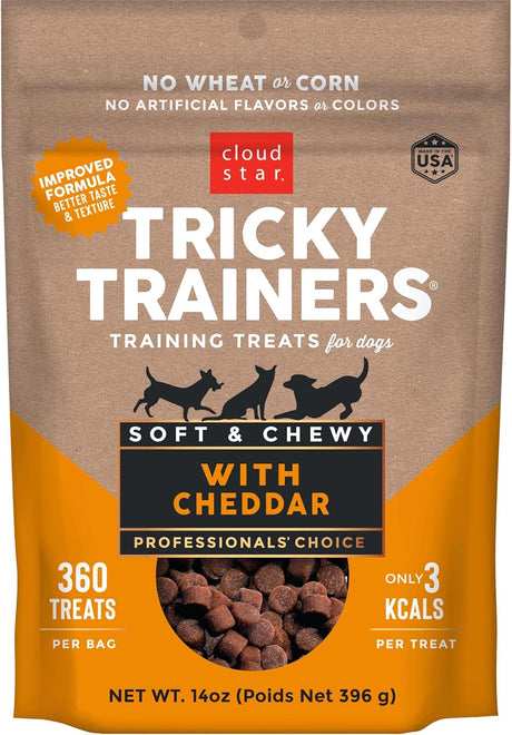 Cloudstar Tricky Trainers Soft & Chewy Dog Treats with Cheddar - 5oz & 14oz / Cheddar