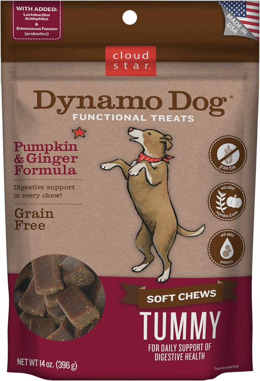 Cloudstar Dynamo Dog Tummy Functional Soft Chews Dog Treats (Pumpkin & Ginger) - 14oz / Pumpkin & Ginger