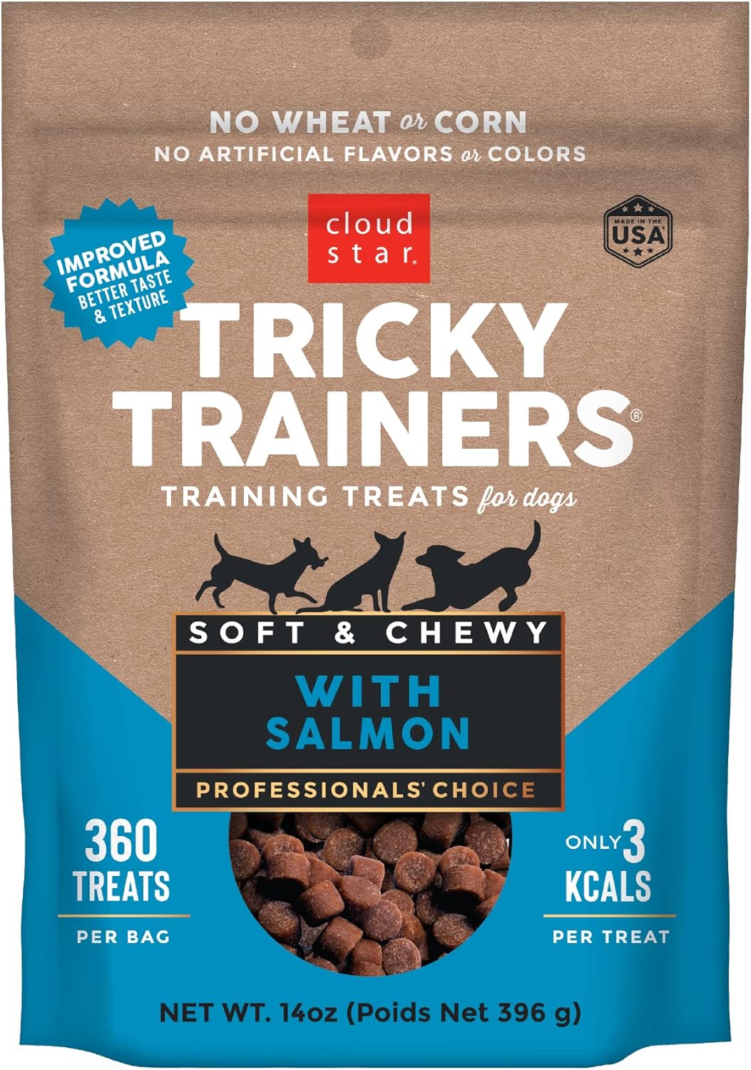 Cloudstar Tricky Trainers Soft & Chewy Dog Treats with Salmon - 5oz & 14oz / Salmon