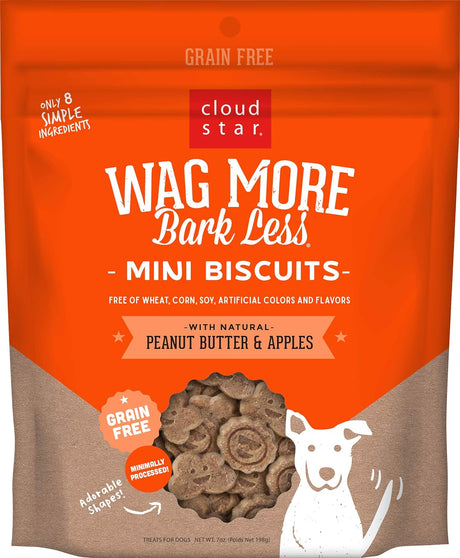 Cloudstar Wag More Bark Less Grain Free Mini Dog Biscuits (Peanut Butter & Apples) - 7oz / Peanut Butter & Apples