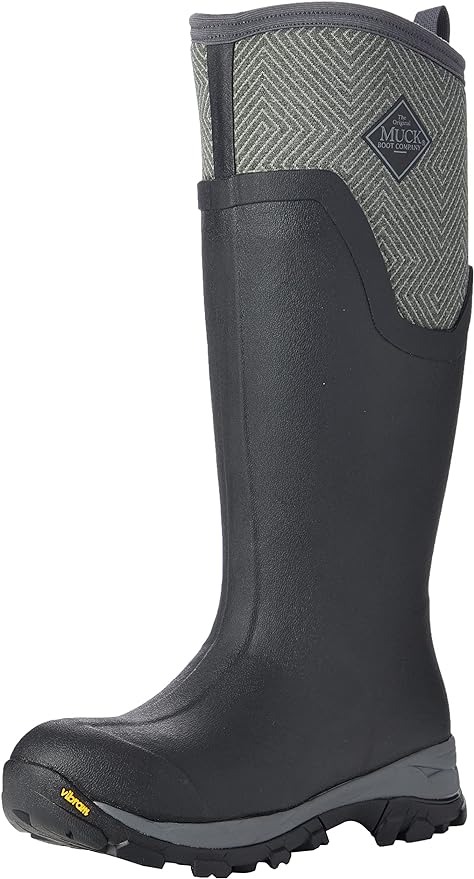 Missing Vendor Women's Arctic Ice Tall Ag Boot Black grey geometric