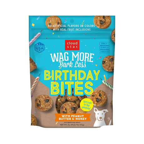 Cloudstar Wag More Bark Less Birthday Bites (Peanut Butter & Honey) - 5oz / Peanut Butter & Honey