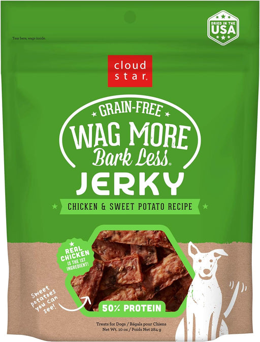 Cloudstar Wag More Bark Less Grain Free Chicken & Sweet Potato Jerky Dog Treats - 10oz / Chicken & Sweet Potato