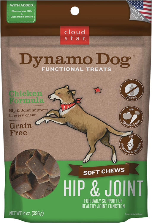 Cloudstar Dynamo Dog Hip & Joint Functional Soft Chews Dog Treats (Chicken) - 14oz / Chicken