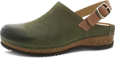 Dansko Women's Merrin Burnished Suede Clog - Olive Olive