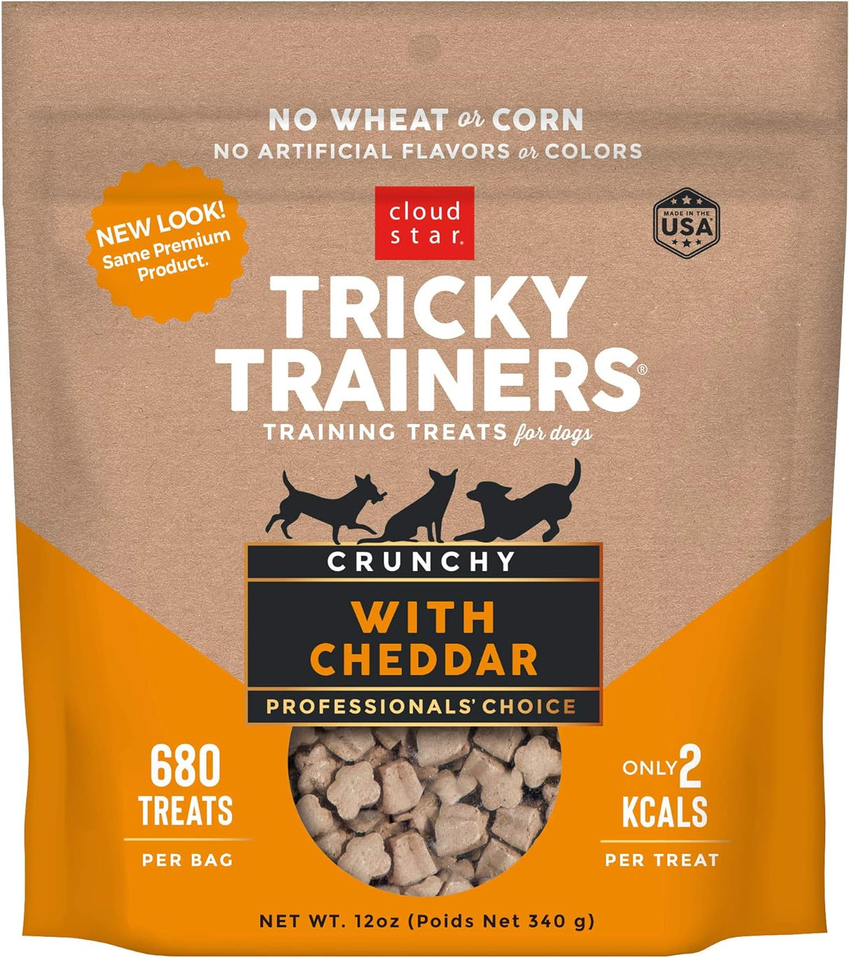 Cloudstar Tricky Trainers Crunchy Dog Treats with Cheddar - 8oz & 12oz / Cheddar