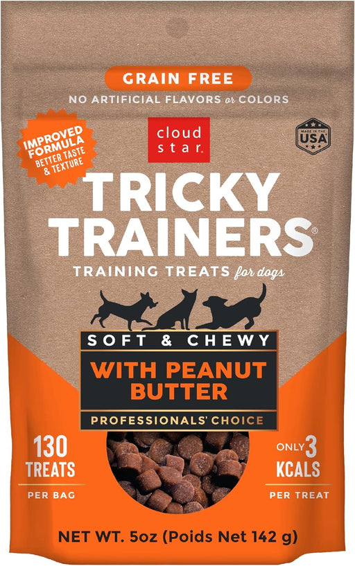 Cloudstar Tricky Trainers Grain Free Soft & Chewy Dog Treats with Peanut Butter - 5oz & 12oz / Peanut Butter