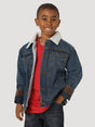 Boy's Wrangler Western Styled Sherpa Lined Denim Jacket Rustic In Rustic Blue