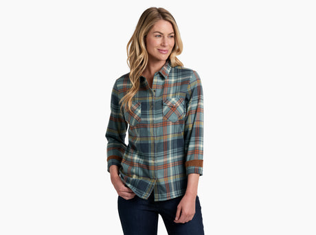 Kuhl Clothing Women's Tess Flannel Long-Sleeve - Mineral Blue Mineral Blue