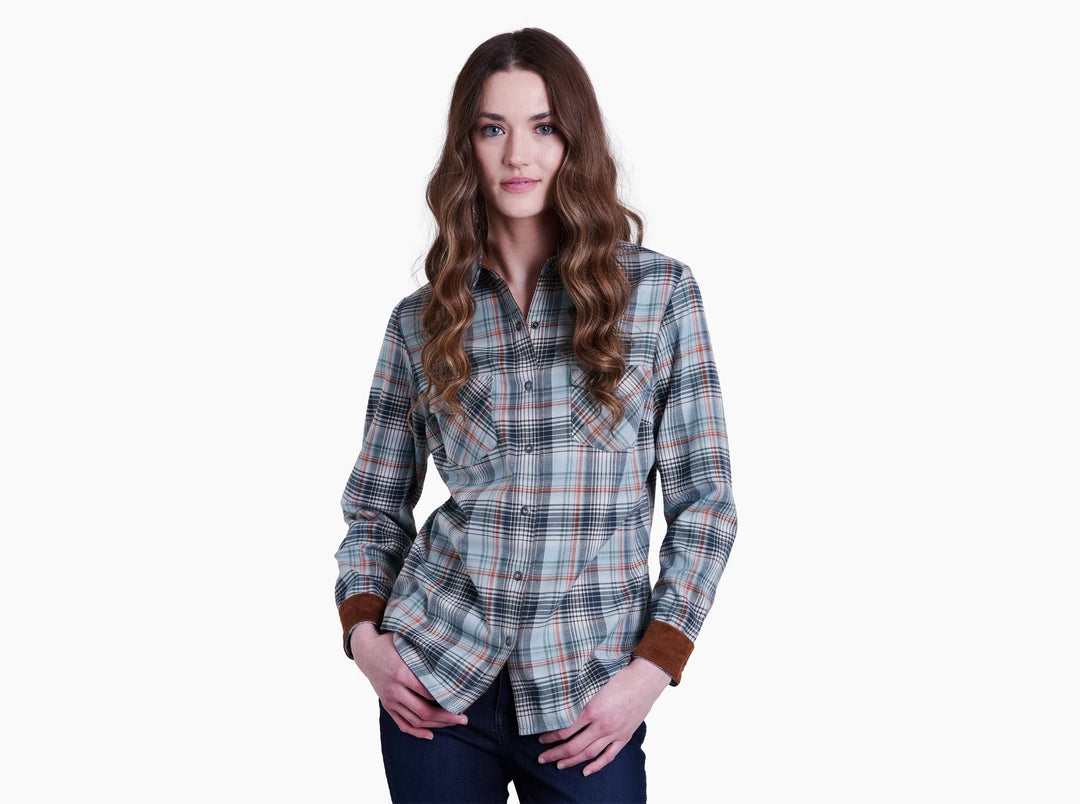 Kuhl Clothing Women's Tess Flannel Long Sleeve Evergreen