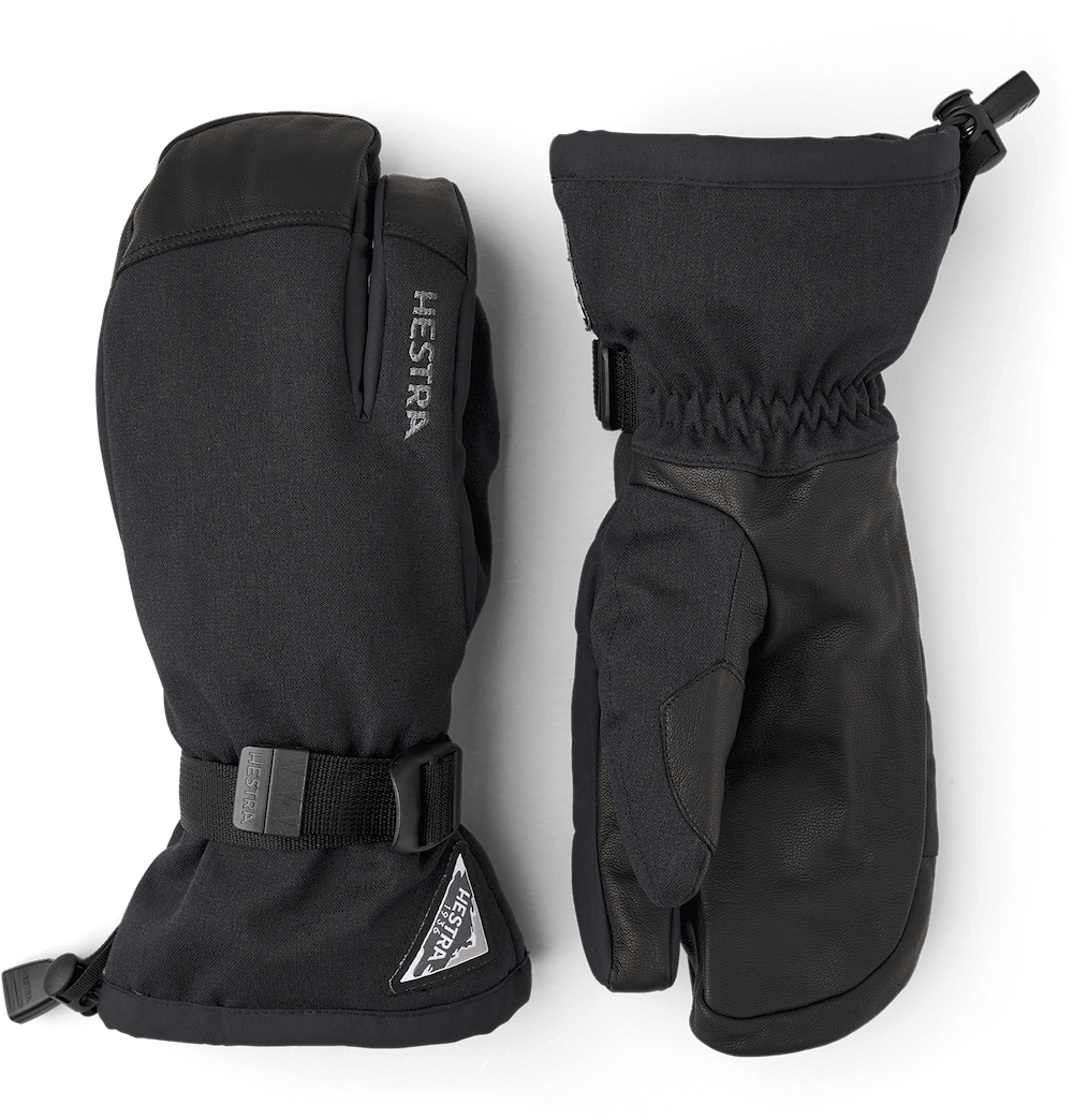 Hestra Gloves Powder Gauntlet 3-finger Glove Black