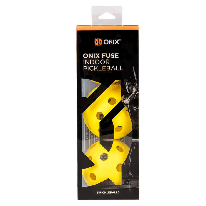 Onix Sports Fuse Indoor Pickleballs 3-pack Yellow