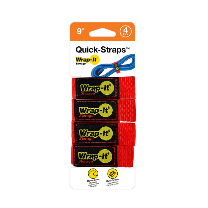 Wrap It 9-inch Quick-Straps 4 Pack - Red Red